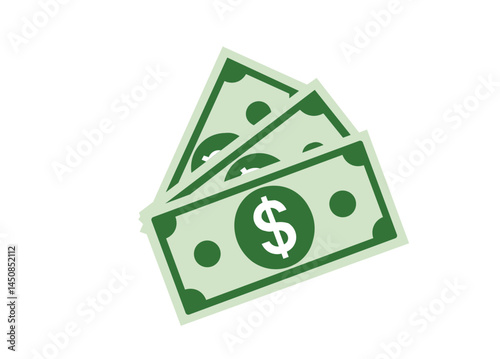 "Dollar Banknotes Vector – Isolated US Currency Illustration on White Background for Finance and Business Projects."

