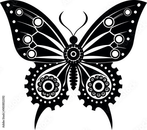 Steampunk Butterfly Vector With Gears And Metallic