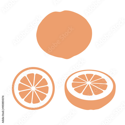 Grapefruit icons in different variations: whole, half and slice