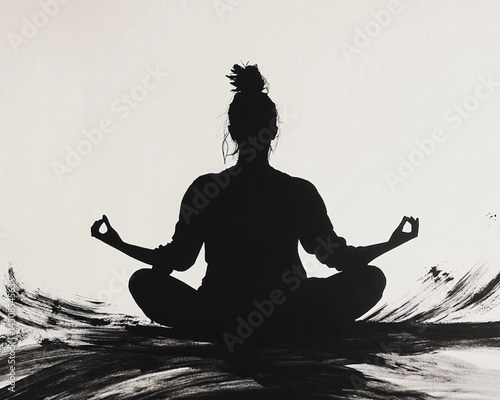 Find peace and tranquility woman in yoga lotus pose meditation silhouette zen mindfulness wellness
