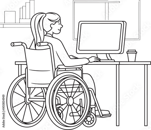 woman in wheelchair with laptop
