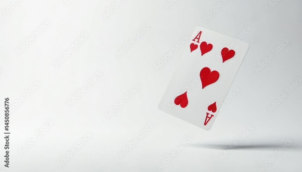 Obraz premium A solitary playing card flips mid-throw, white backdrop , vintage, cards, ace