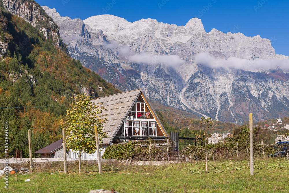 Mountains of the Albanian Alps in Theth National Park.