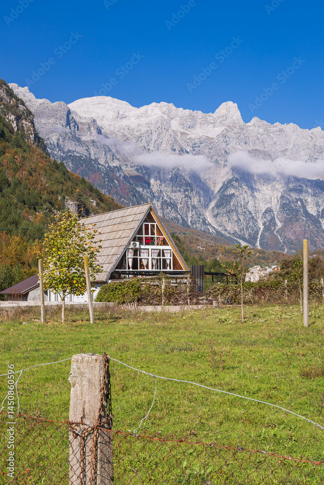 Mountains of the Albanian Alps in Theth National Park.