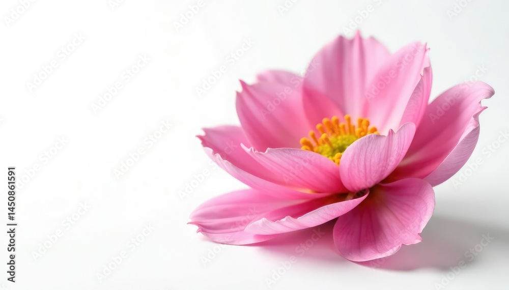 Fototapeta premium Delicate flower petal unfolding on white background, flowers, isolation, bloom
