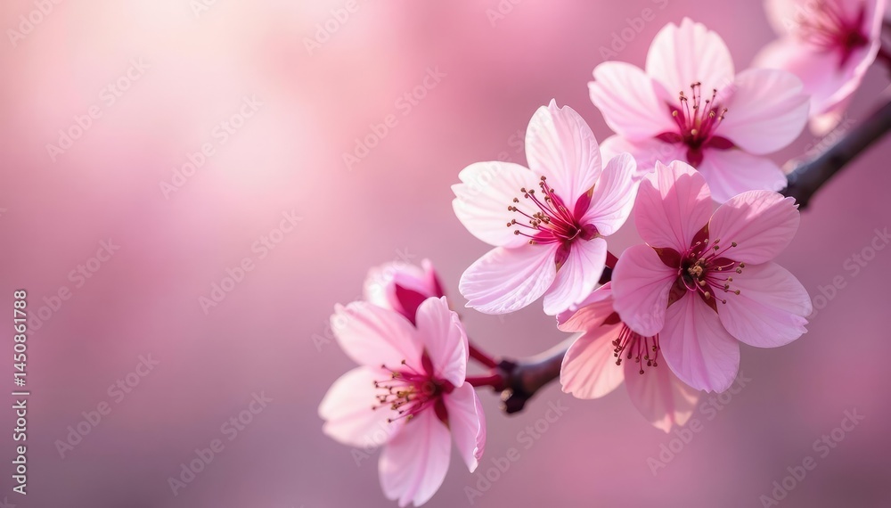 Obraz premium Delicate pink cherry blossoms, soft petals, full bloom , pattern, detail, art