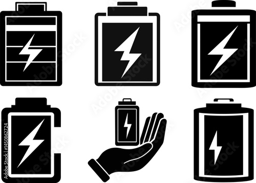 Battery charge energy ,vector,  illustration, horizontal, isolated assets, silhouette