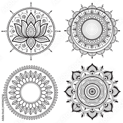 Floral Mandala Vector Set – Intricate Circular Designs