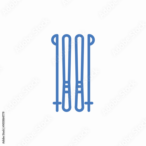 ski poles equipment icon sign vector