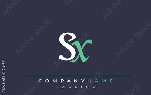 Wallpaper Mural Elegant Stylized SX Lettering Design. Stylish Modern Logo featuring Monogram Letters in White and Teal Shade Torontodigital.ca