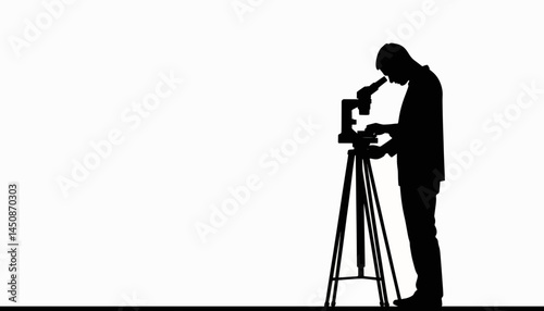 Scientist examining specimen with microscope, focus on discovery