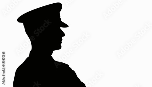 Military officer silhouette in black and white, symbolic representation