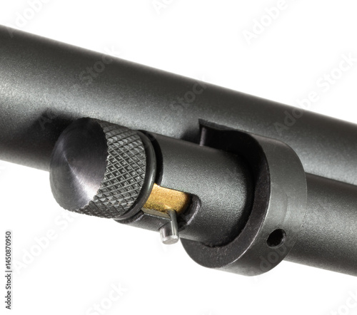 Magazine tube knob on the bottom of a lever action rifle