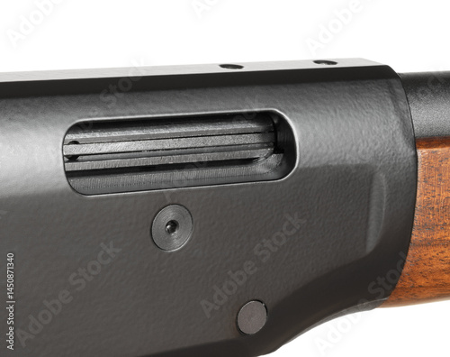 Obraz na płótnie Receiver on a lever action rifles with ejection port toward the camera w salonie