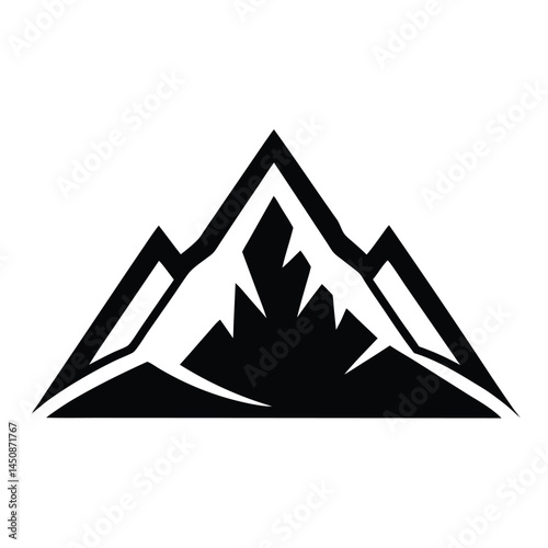 Monoline Mountain Icon Symbolizing Challenges