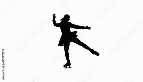 Graceful ice skater spinning in silhouette, elegance in motion