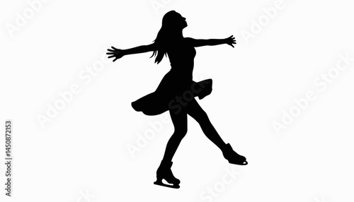 Graceful female ice skater spinning in silhouette, elegance and art