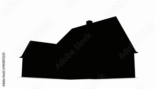 Silhouette of a house with solar panel on roof, renewable energy concept