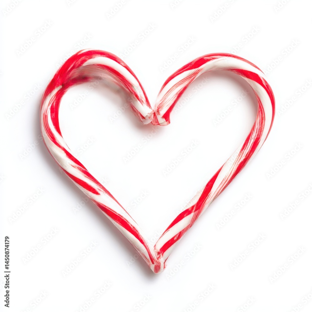 Candy canes forming heart shape on white background Candy canes forming heart shape on white background
