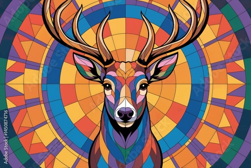 Abstract Colorful deer pop art background