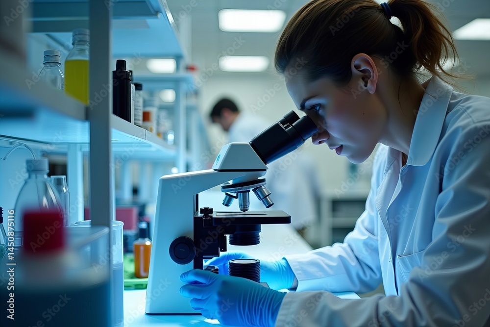 Microscopist Technician at Work in a Microlaboratory Microscopist Technician at Work in a Microlaboratory