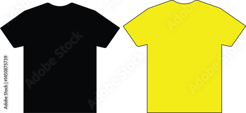 blank t-shirt mockups in black and yellow for custom printing and promotional apparel design isolated background.