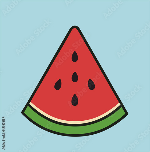 Watermelon slice illustration on blue background  