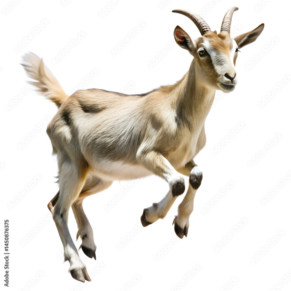 Fototapeta premium Goat Jumping Isolated On White