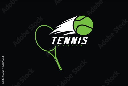 tennis sports badge logo vector with fire.