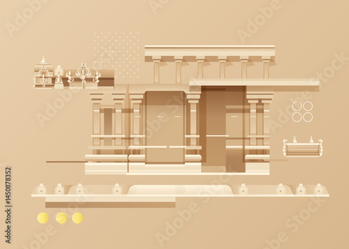 Abstract City Walk - Heritage Building Elements - Stock Illustration