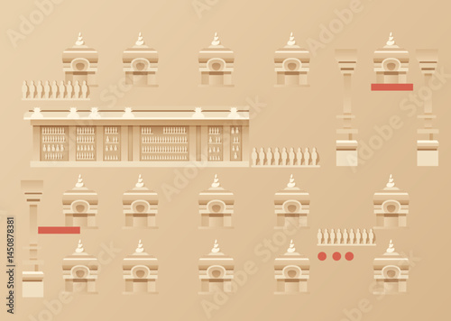 Abstract City Walk - Heritage Building Elements - Stock Illustration