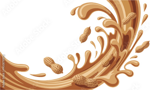  A high-quality vector illustration of a dynamic peanut butter splash, easily scalable and editable.
