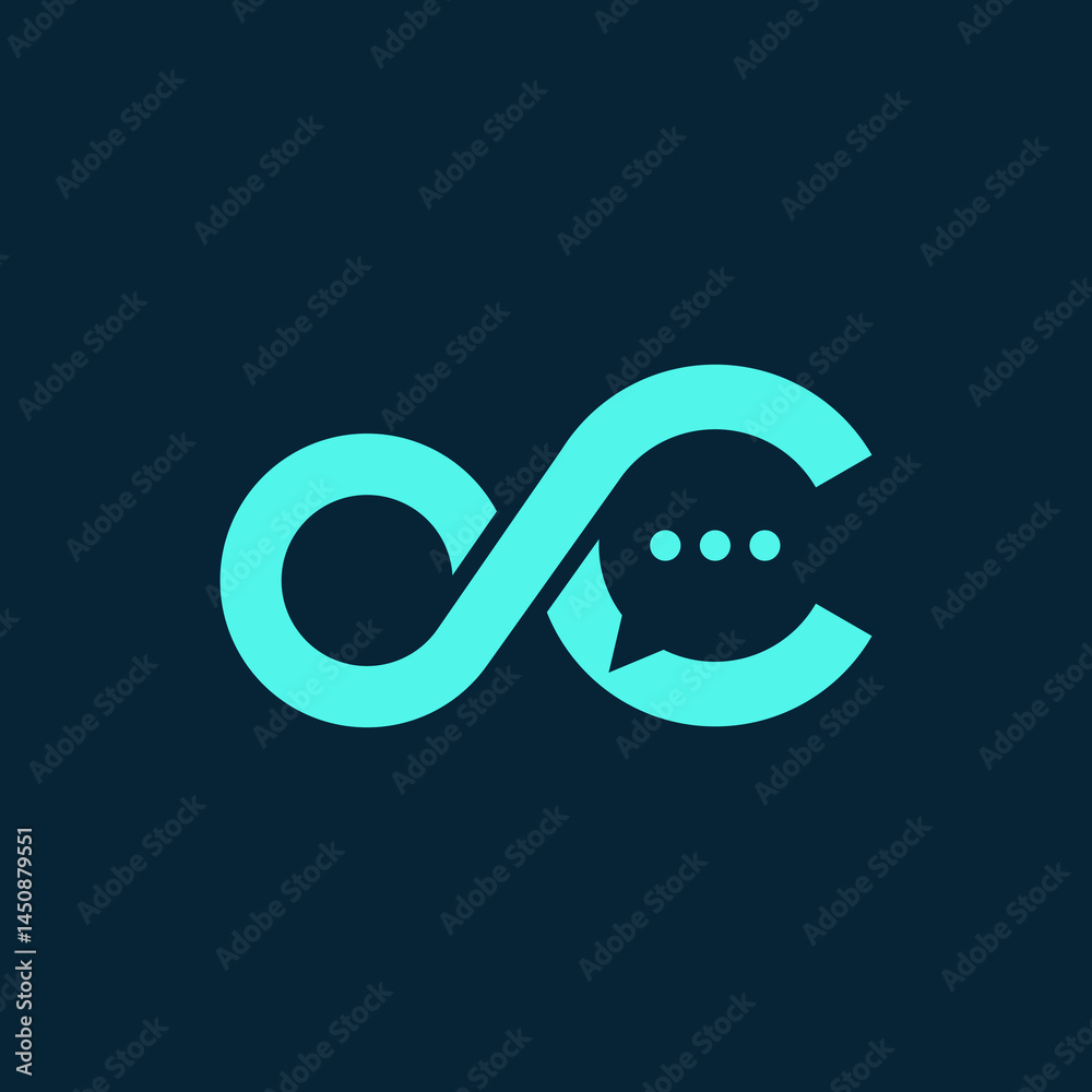 Obraz premium Modern Teal Infinity Symbol with Abstract C and Speech Bubble Logo