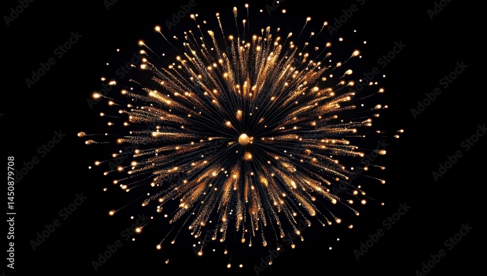 Fototapeta premium Bright fireworks burst against a dark night sky during a festive celebration in town