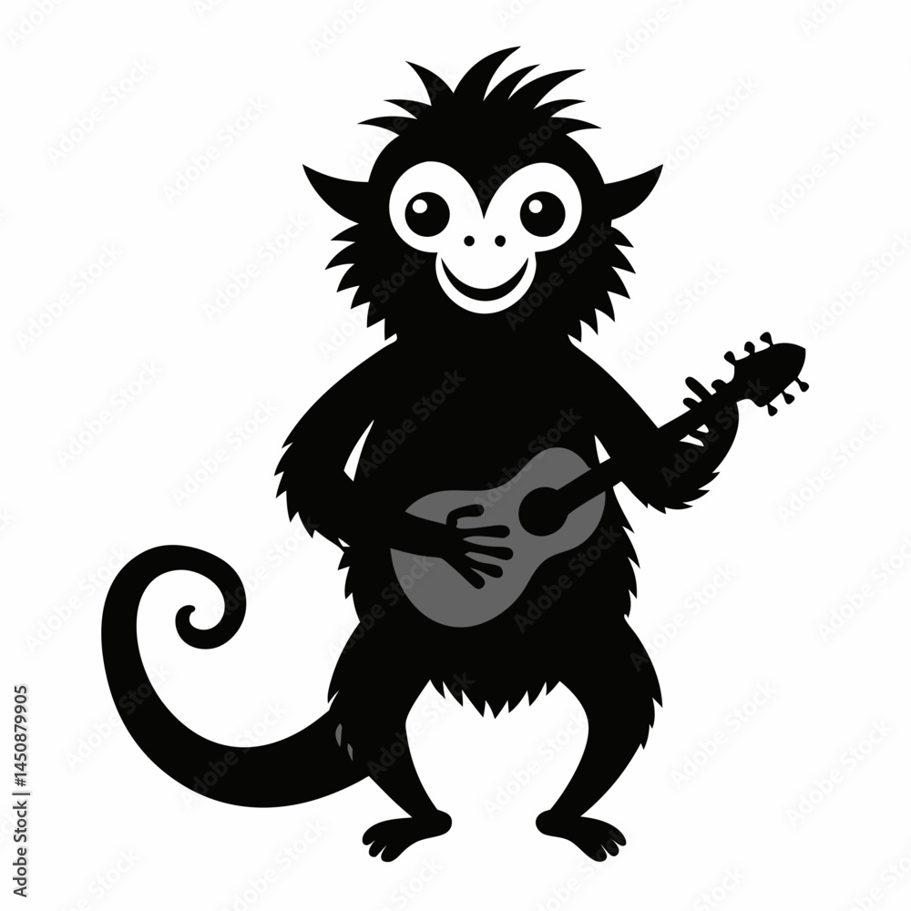 Vector illustration of a monkey playing the guitar Vector illustration of a monkey playing the guitar