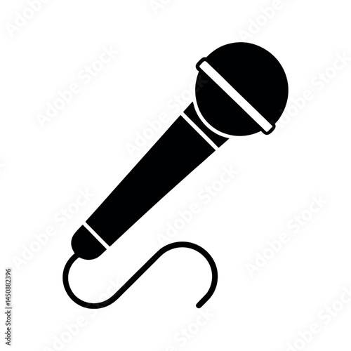 Lavalier Microphone Black Vector Silhouette Illustration