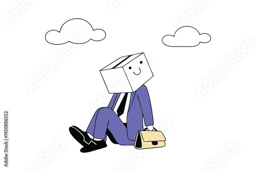 Business Failure and Bankruptcy Concept Depressed Businessman Hiding in Shame Illustration