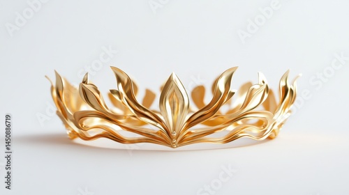 Golden crown on a white isolated background symbolizing royalty and luxury