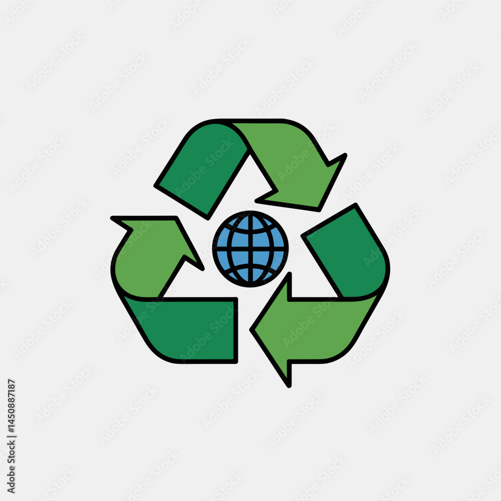 Obraz premium Global Recycling Symbol with Earth Core