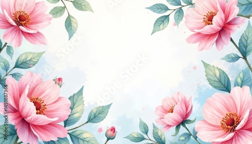 Delicate watercolor floral motif, soft pastel hues, floral, floral wallpaper, background