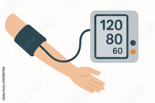 a Blood Pressure Monitor Measuring Arm with Readings Displayed
