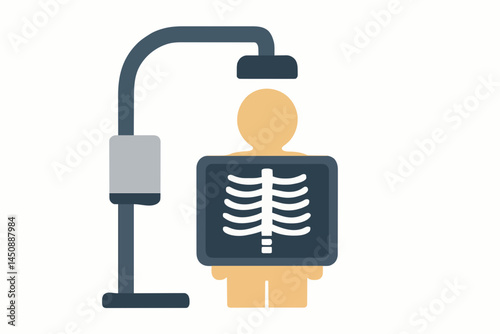 Illustration of an X-Ray Examination Featuring a Person and Equipment