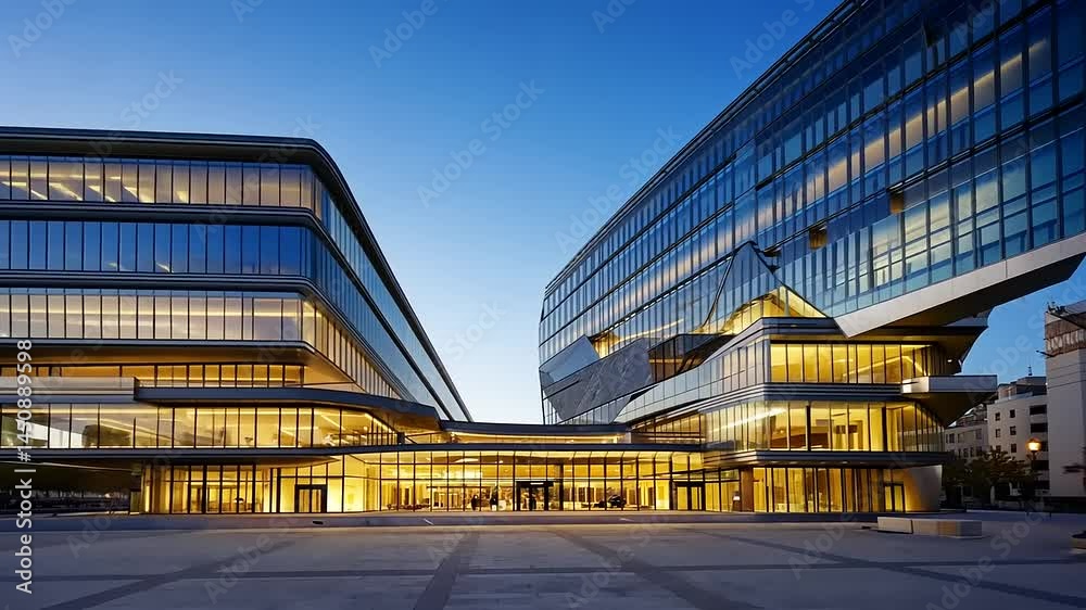 Modern Glass Building with Unique Architecture and Stylish Design Modern Glass Building with Unique Architecture and Stylish Design