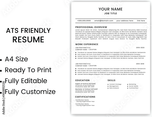 ATS Cv Resume Template,ATS CV Formate
