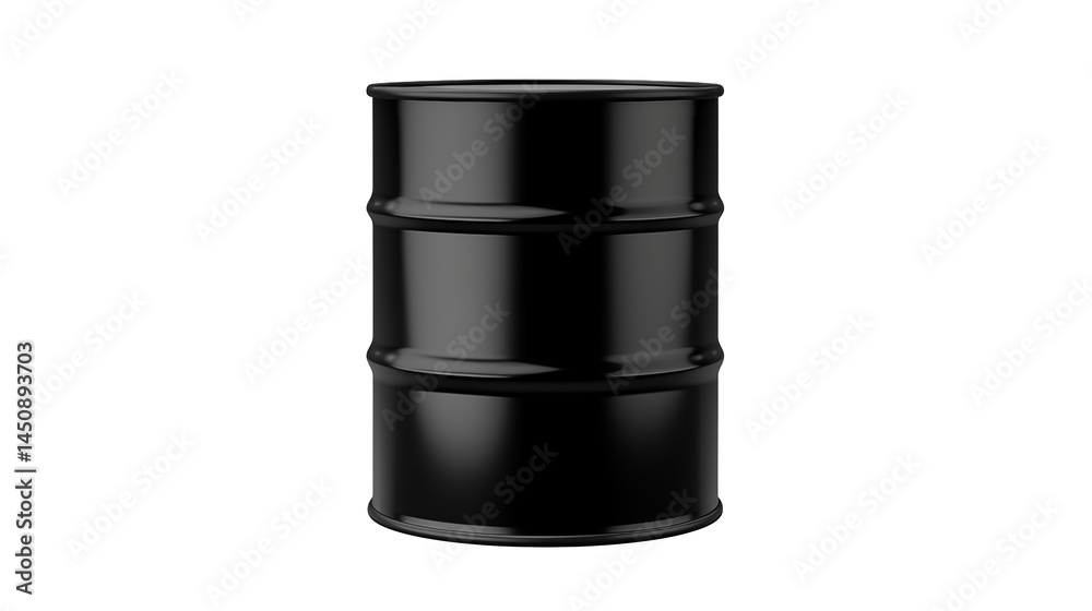 A shiny metal barrel with three sections isolated on transparent background A shiny metal barrel with three sections isolated on transparent background