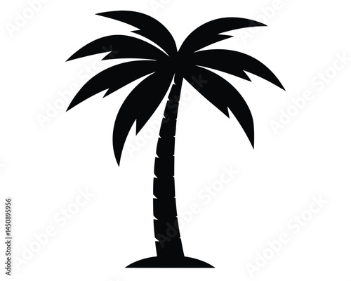 Palm Tree Silhouette: A simple yet striking silhouette of a palm tree against a clean white background, evoking tropical vibes and feelings of relaxation and escape.
