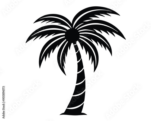 Palm Tree Silhouette: A minimalist and elegant silhouette of a palm tree stands tall, showcasing its iconic trunk and lush fronds, embodying the essence of tropical serenity.