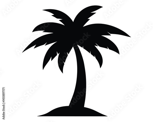 Tropical Palm Tree Silhouette: A simple yet evocative silhouette of a solitary palm tree on a small island, representing the allure and serenity of tropical paradise.
