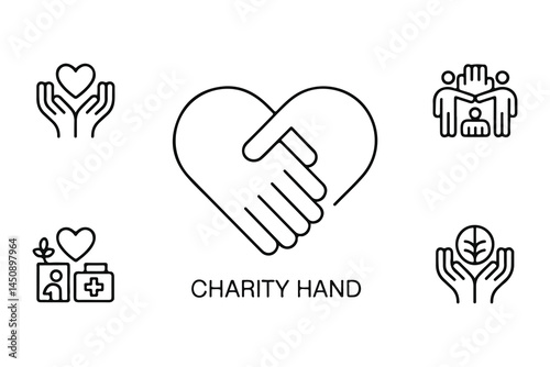 Hands holding a red heart shape, a vector icon symbolizing love and care on Valentine's Day