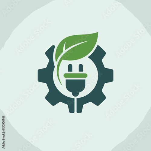 Green Energy Plug Inside Eco Gear Icon